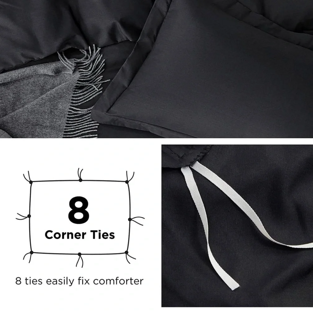Black Duvet Cover Full Size - 3 Pieces Prewashed Extra Soft Cotton